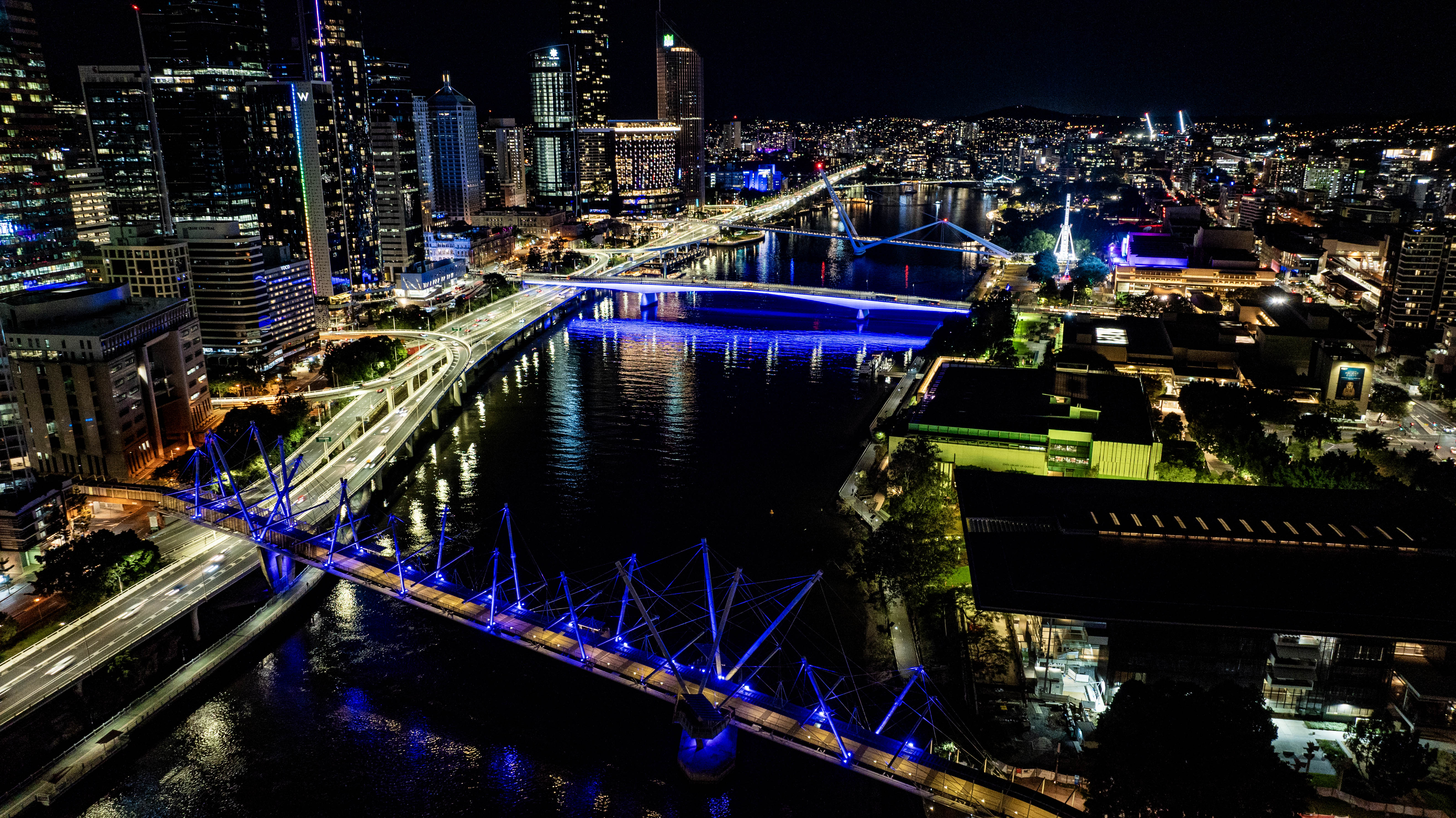 Brisbane aerial photography at night